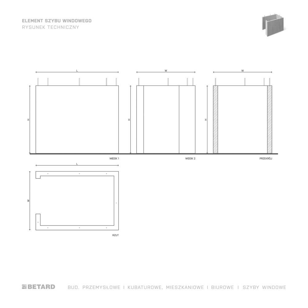Element szybu windowego - rzut